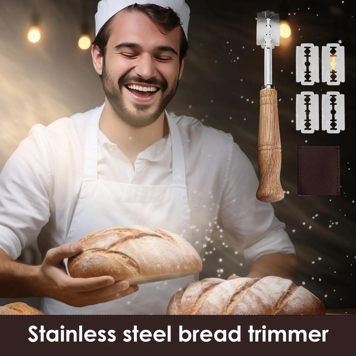 Stainless Steel Bread Lame Dough Scoring Tool + 5 Cutters