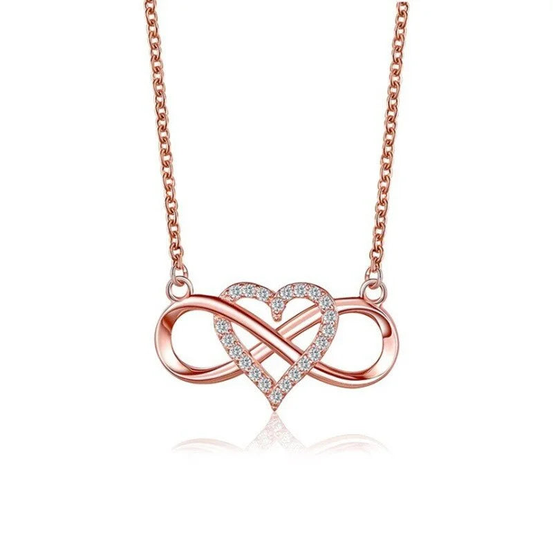 Vintage Hollow Heart Glass Pendant Necklace Crystal Accents Pendant Necklace Nixie rose gold