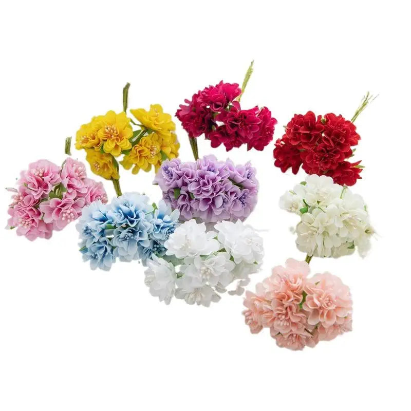 Mini Artificial Silk Carnation Bouquet 6 Heads – DIY Decor