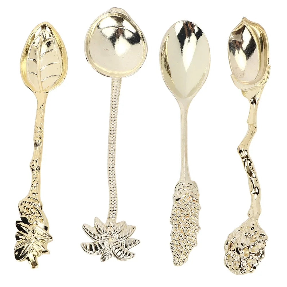 4Pcs Vintage Matte Alloy Mini Dessert Spoons – Creative Scoop Set Dessert Spoon Set Nixie