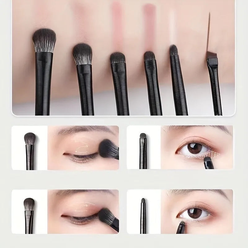 Nixie 6Pcs Eyeshadow Blending Brush Set – Soft Smudge Brushes