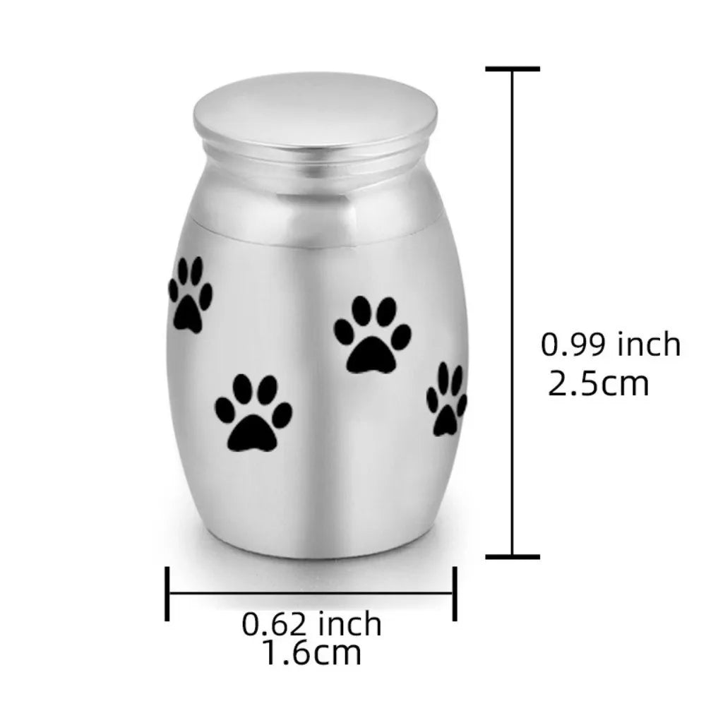 Mini Stainless Steel Pet Cremation Urn – Paw & Heart Patterns Pet Memorial Urn Nixie