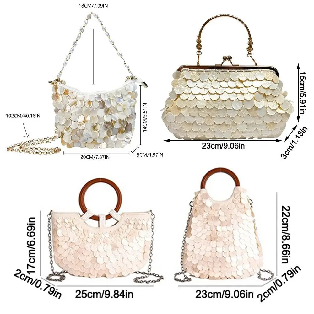 Woven Seashell Crossbody Bag | Beaded Mermaid Style Purse Crossbody Shoulder Bag Nixie