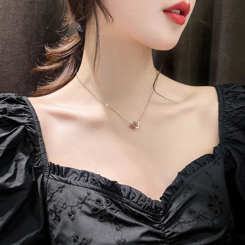 D Letter Pendant Necklace Women – Gold & Rose Gold Chain Initial Pendant Necklace Nixie