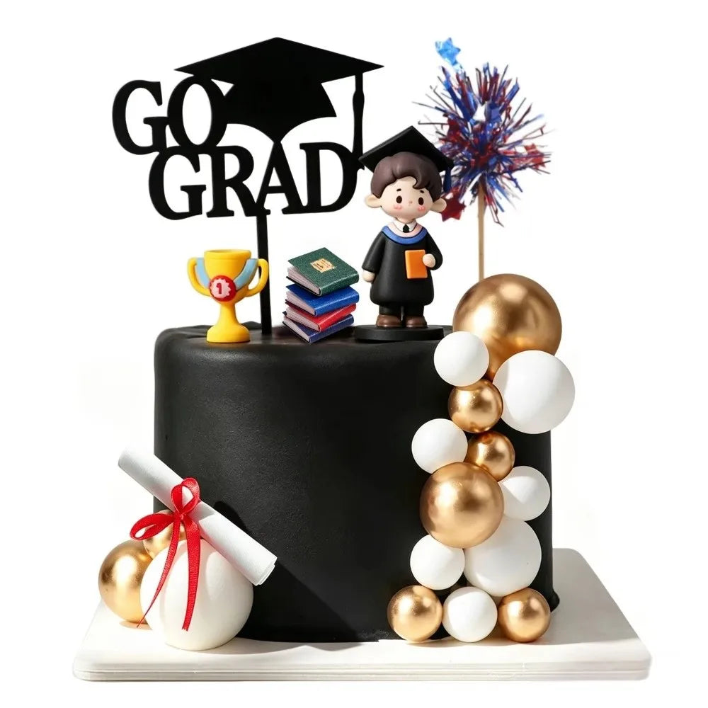 3D Graduation Cake Topper Cartoon Figurine – Boy & Girl Cake Topper Figurine Nixie