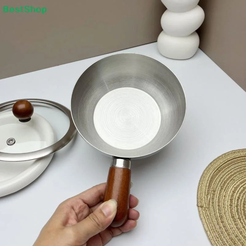Stainless Steel Saucepan Wooden Handle – Induction & Gas Compatible Stainless Steel Saucepan Nixie