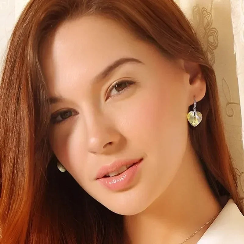 Heart Crystal Dangle Earrings – Zinc Alloy Hypoallergenic Dangle Earrings Nixie