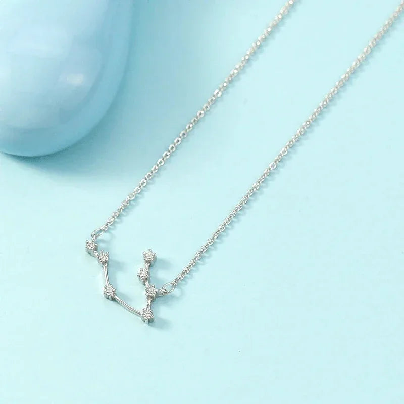 Zodiac Symbol Pendant Necklace – Minimalist Silver Collarbone Pendant Necklace Nixie