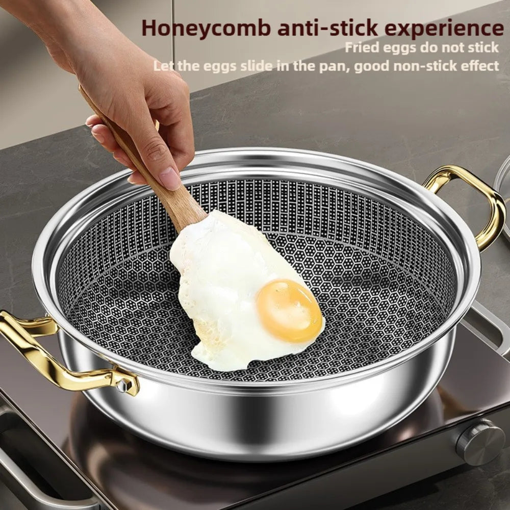 12" Stainless Steel Nonstick Deep Frying Pan & Wok with Lid Nonstick Frying Pan Nixie