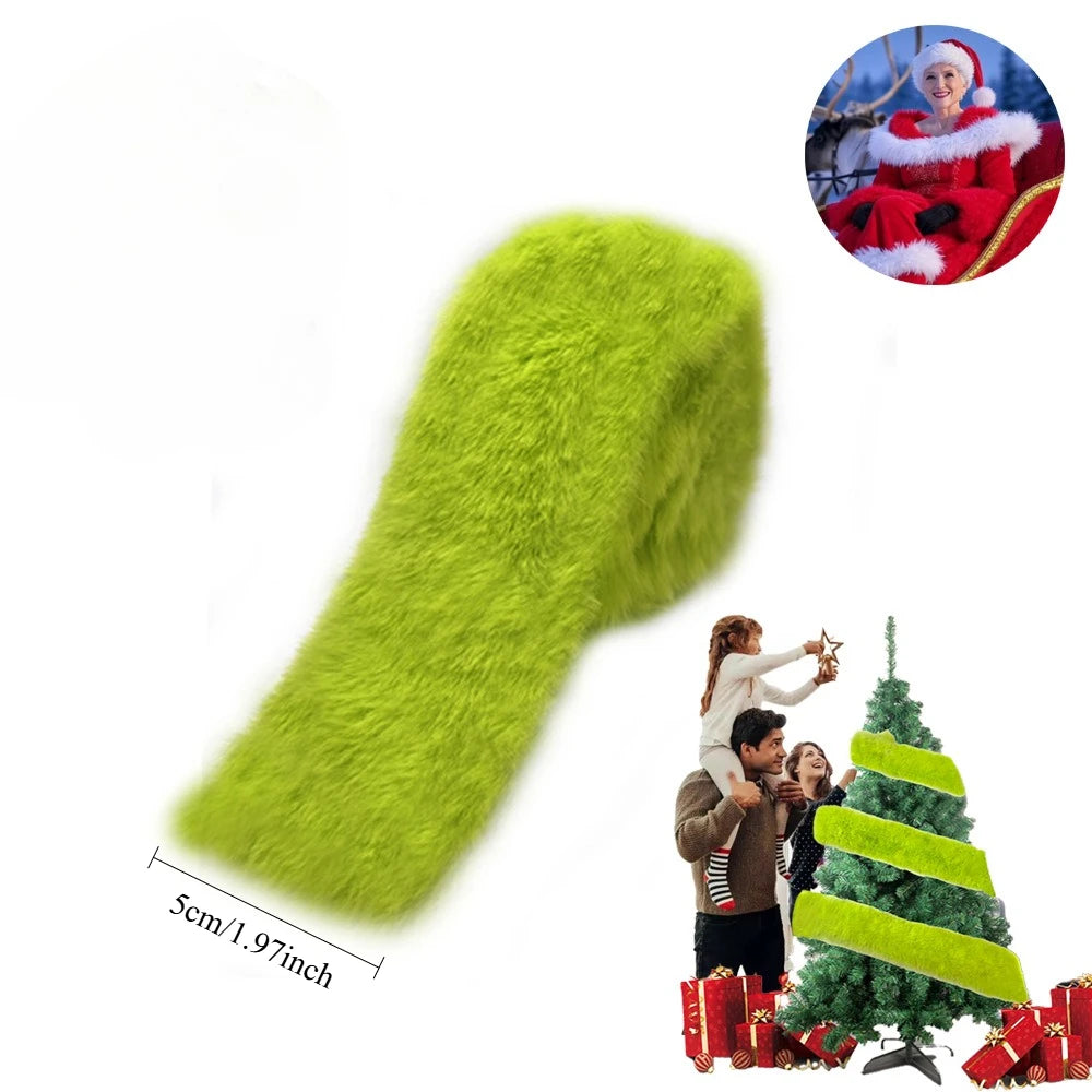 Lime Green & White Faux Fur Christmas Garland 1.97x7FT Christmas Garland Nixie Fluorescent green