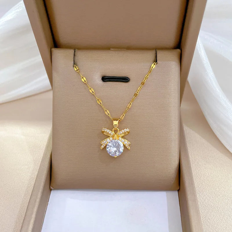 Butterfly Bow Pendant Necklace | Gold Clavicle Chain for Women Pendant Necklace Nixie