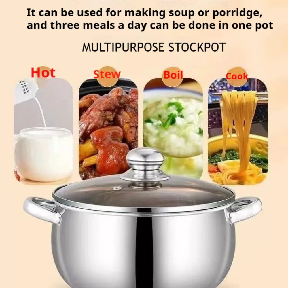 FEB.WIND 5L Stainless Steel Stock Pot with Glass Lid – Induction Safe Stock Pot Nixie