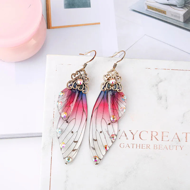 Crystal Butterfly Drop Earrings – Vintage Rainbow Wing Jewelry