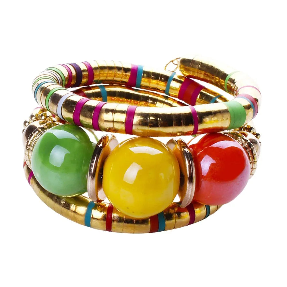 Snake Bangle Stackable Multi-Layer Bracelet Gold & Silver Alloy