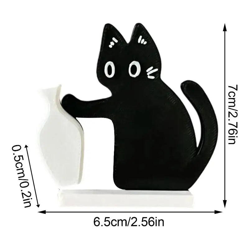 Magnetic Black Cat Pushing Vase – Cartoon Desktop Ornament Desktop Ornament Nixie