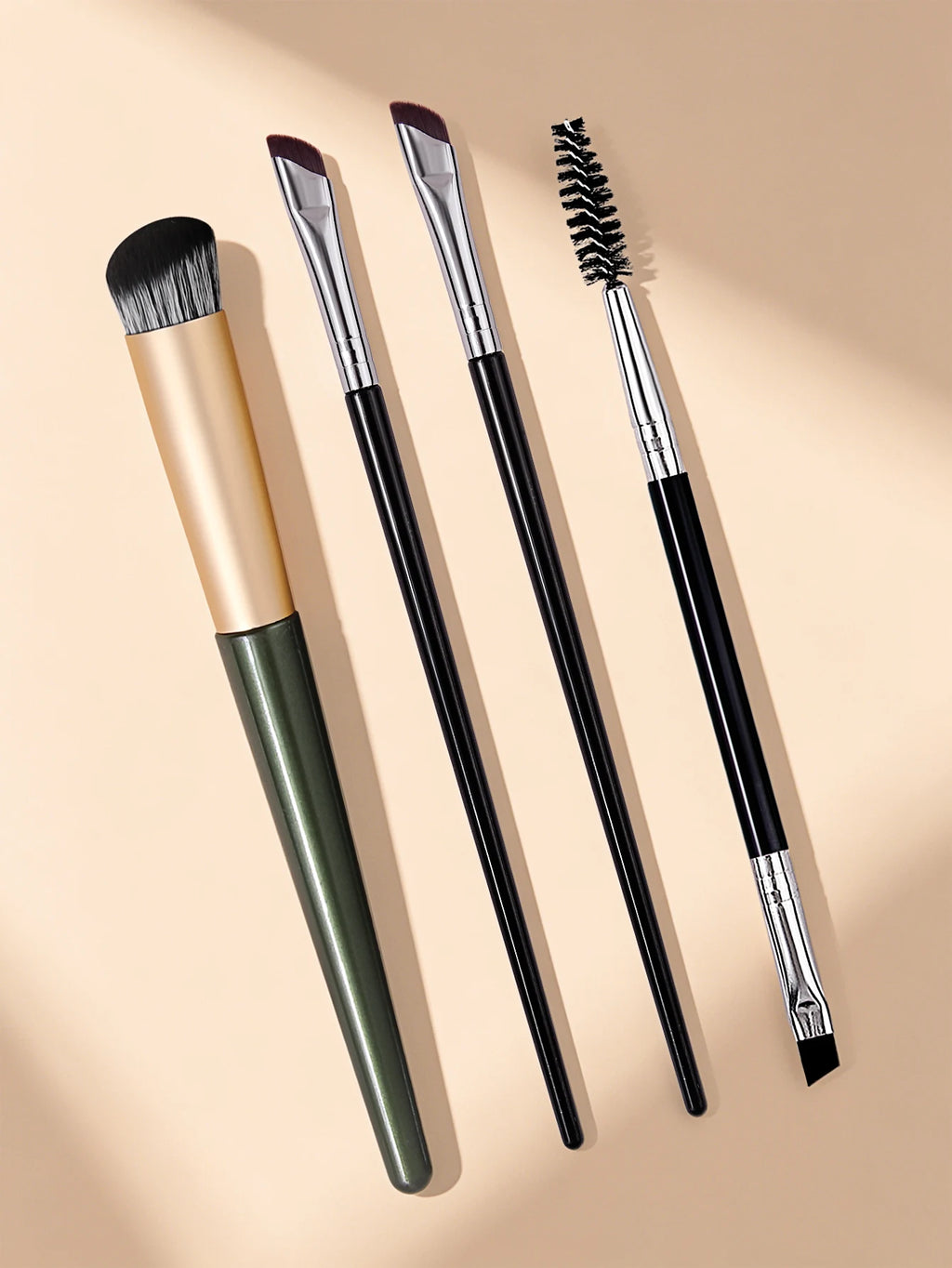 Professional 4-Piece Makeup Brush Set – Soft Wool Fiber Bristles