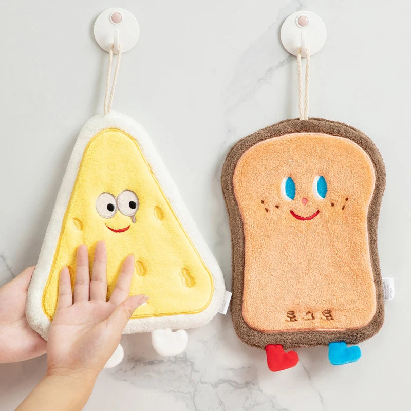Cute Cartoon Kids Hand Towel Quick-Dry Coral Fleece Hanging Kids Hand Towel Nixie