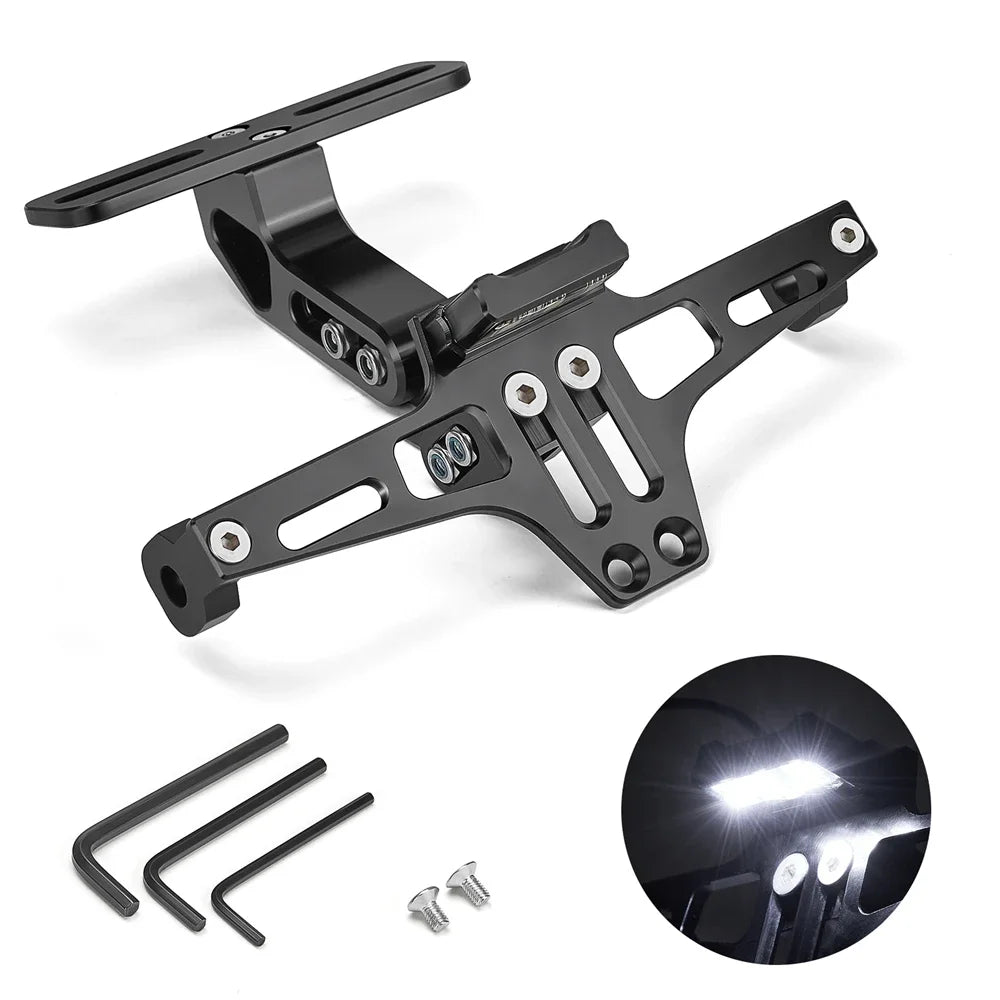 Motorcycle License Plate Bracket Fender Eliminator Kit + LED Fender Eliminator Kit Nixie Black