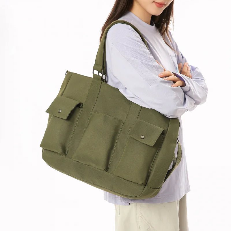 Large Capacity Nylon Shoulder Bag – Lightweight Multi-Pocket Tote Shoulder Tote Bag Nixie