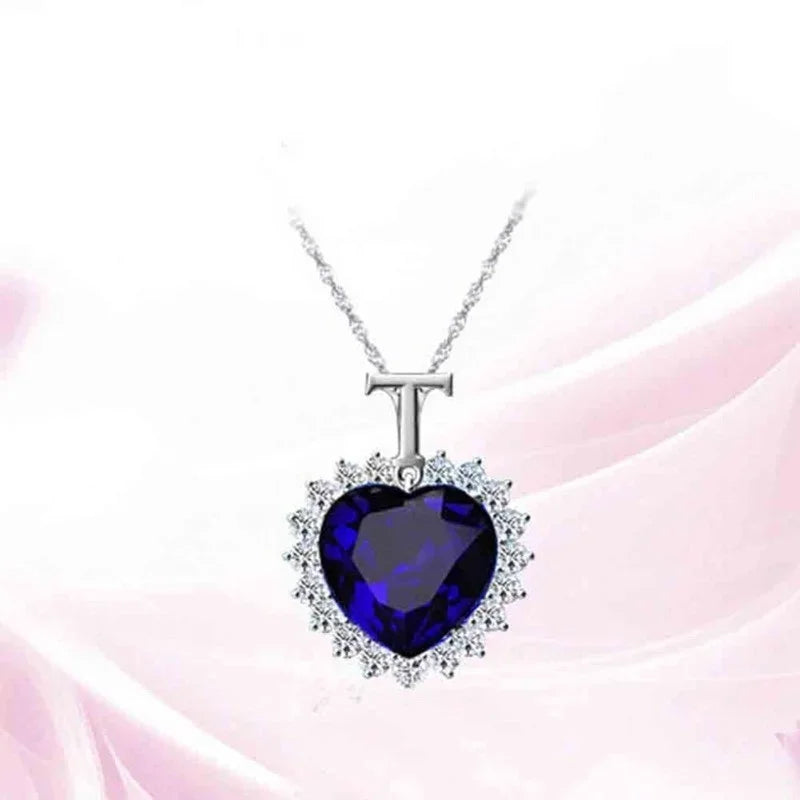 Heart of the Ocean Blue Crystal Pendant Necklace | Titanic Pendant Necklace Nixie Light Yellow Gold Color