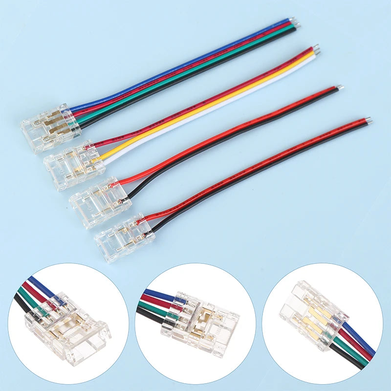 COB LED Strip Connectors 8/10mm Solderless 2 3 4 Pin 5/10Pcs LED Strip Connector Nixie