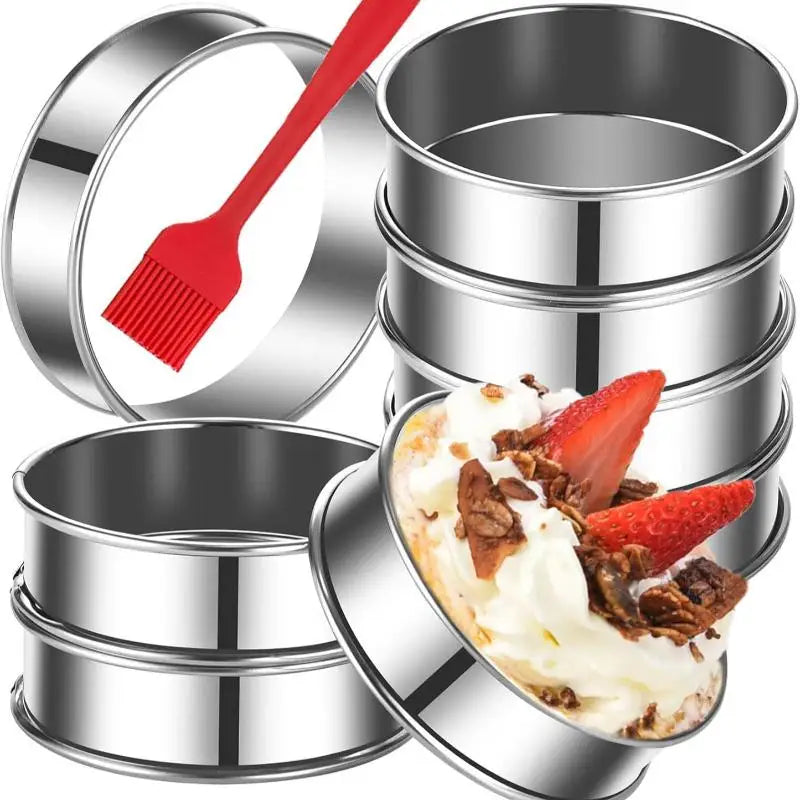 6PCS Stainless Steel Crumpet Baking Rings – Nonstick Mold Set Baking Mold Rings Nixie