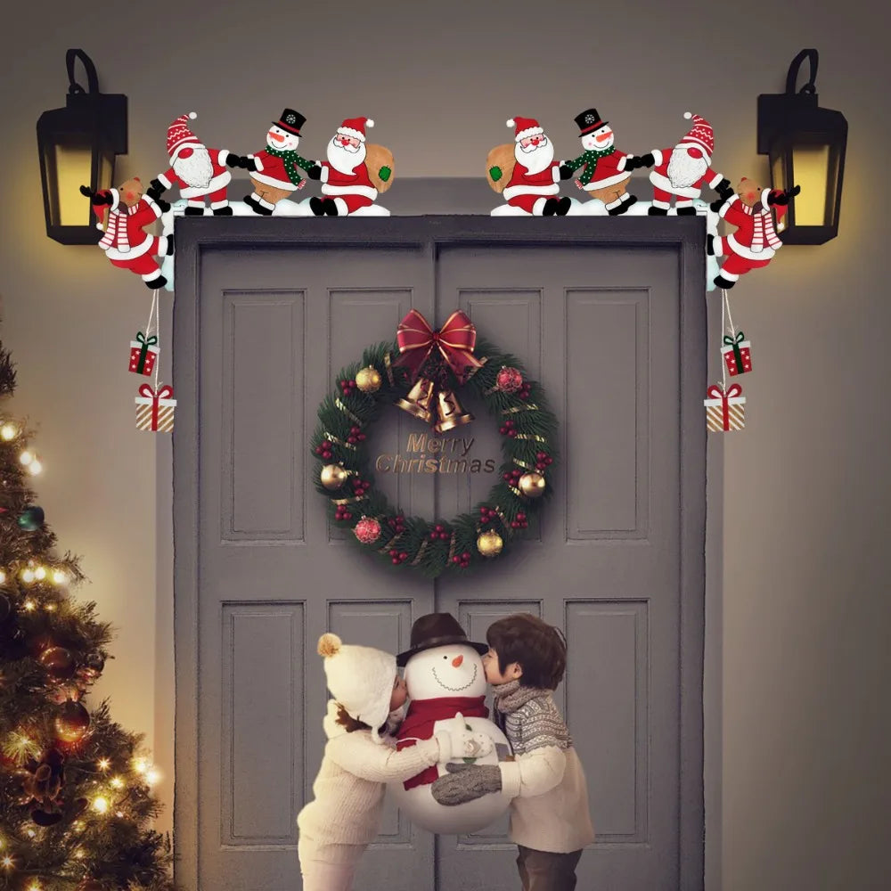 Christmas Wooden Door Corner Decor – Santa Snowman Reindeer Christmas Door Decoration Nixie