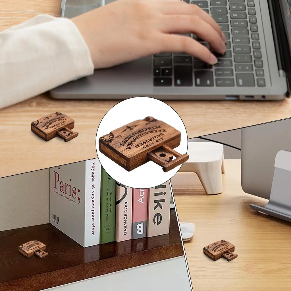 Mini Wooden Ouija Board Miniature with Drawer & Planchette Miniature Decoration Nixie