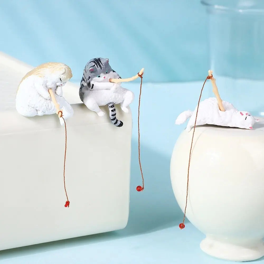 Miniature Fishing Cat Aquarium Ornament – Cartoon Fish Tank Decor Aquarium Ornament Nixie