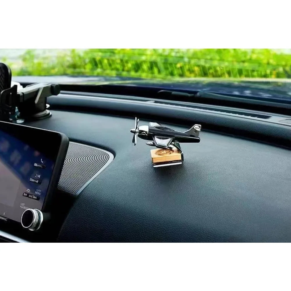Solar Airplane Fragrance Diffuser – Alloy & Wood Home Car Decor Air Freshener Ornament Nixie
