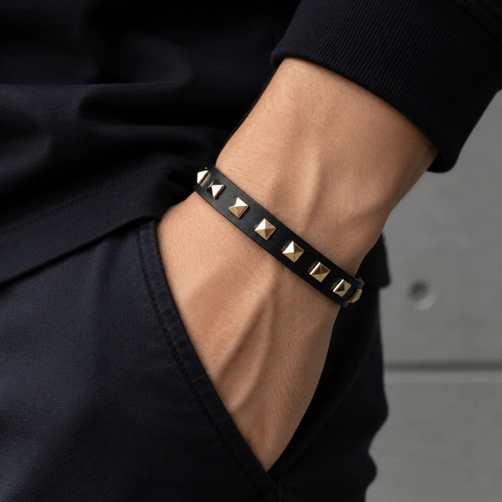 Punk PU Leather Rivet Studded Bangle Bracelet – 5 Colors