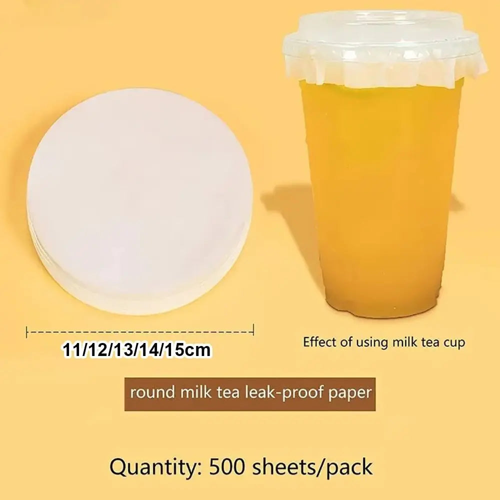 500Pcs Disposable Leakproof Sealing Paper for Beverage Cups Cup Sealing Paper Nixie