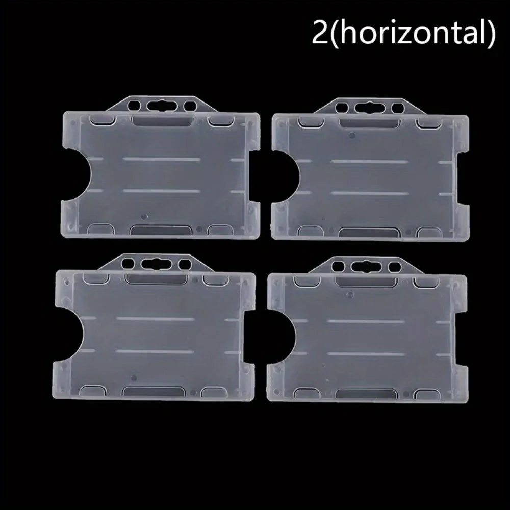 4pcs Double-Sided Hard Plastic ID Card Badge Holder Cases Badge Holder Case Nixie Horizontal-4p