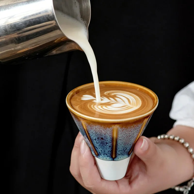 Kiln-Glazed Ceramic Espresso Cup & Saucer | 110ml Italian Style Ceramic Espresso Cup Nixie
