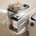 No-Drill Wall-Mounted Toilet Paper Holder with Phone Shelf Toilet Paper Holder Nixie Grey