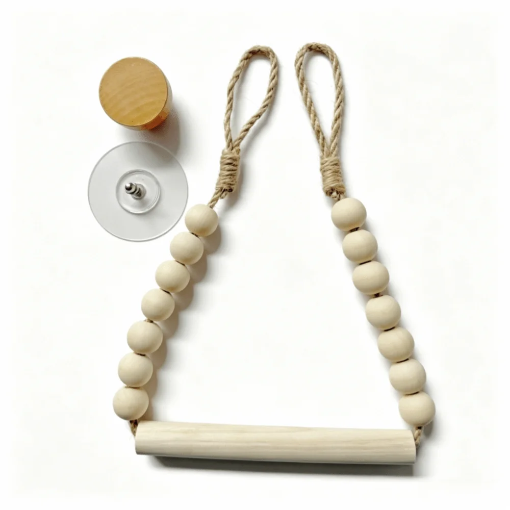 Rustic Punch-Free Toilet Paper Holder Hemp Rope Wood Toilet Paper Holder Nixie WHITE