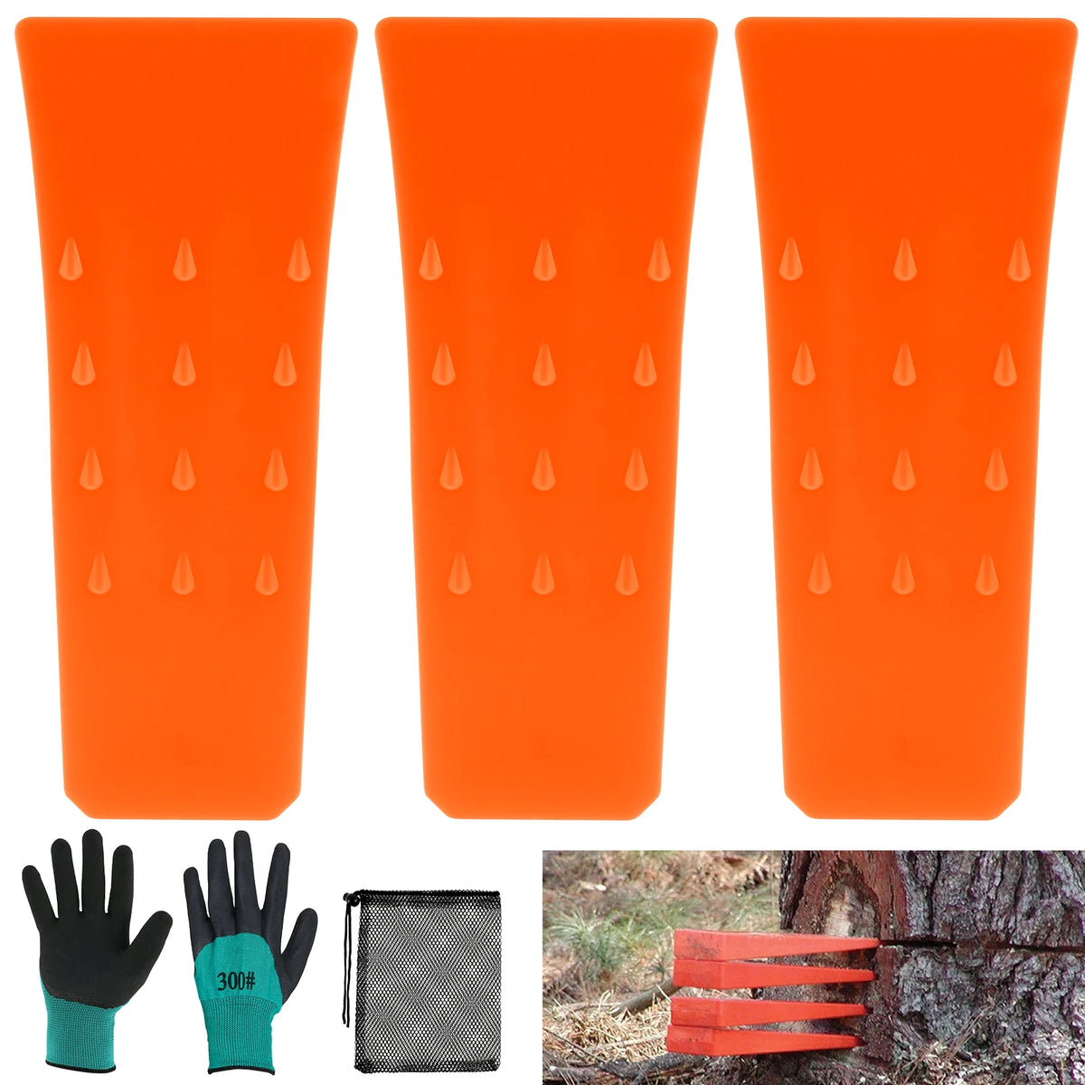 3-Pack Plastic Felling Wedges – Chainsaw Tree Cutting Safety