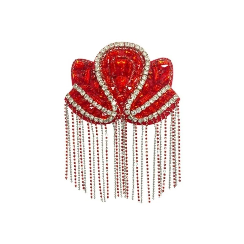 Rhinestone Tassel Epaulet – Sparkling Beaded Shoulder Patch Shoulder Embellishment Nixie