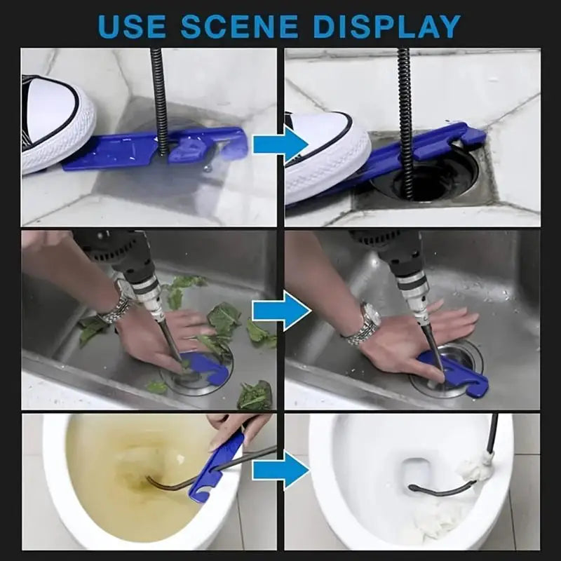 Drain Cleaning Snake Stick – Steel Sewer Clog Remover Tool