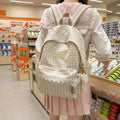 Korean Plaid Checkered Backpack – Large Capacity College Bag Checkered Backpack Nixie Khaki