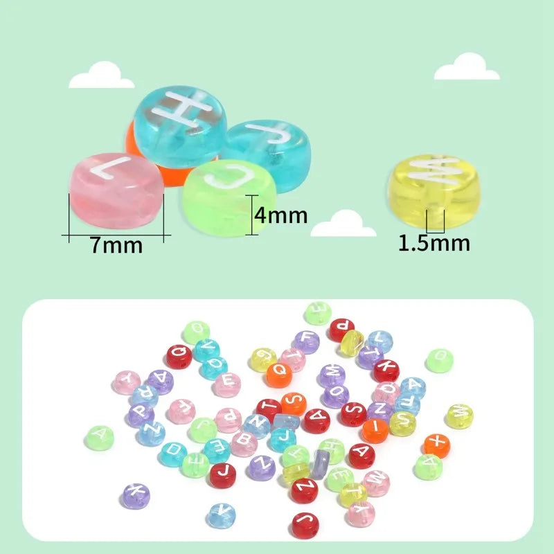 50pcs Letter Acrylic Beads 8x9mm Matte Luminous DIY Jewelry Making Jewelry Making Beads Nixie