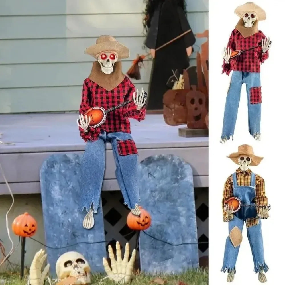 Dueling Banjo Skeletons Glowing Halloween Figurine Decor Halloween Skeleton Figurine Nixie