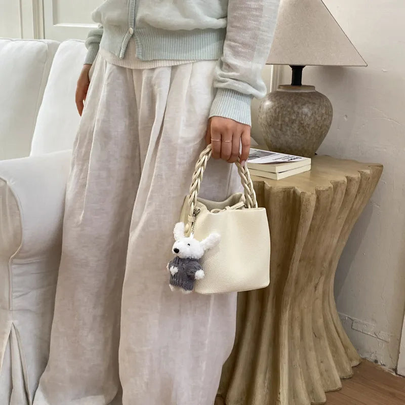 Woven Bucket Crossbody Shoulder Bag – Chic Commuter Handbag