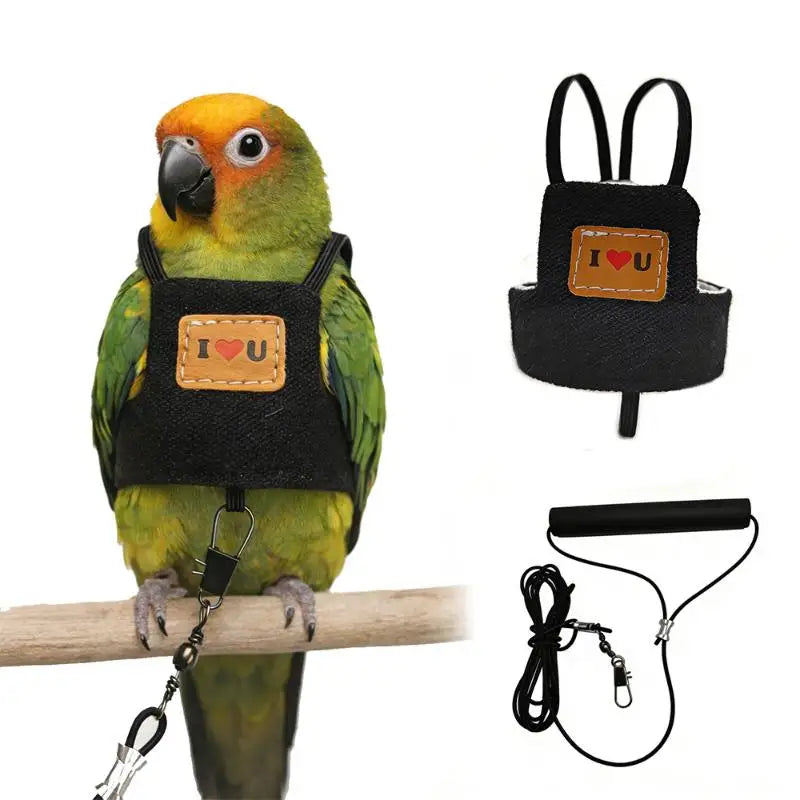 Adjustable Parrot Harness Training Rope – Safe Bird Vest Bird Harness Leash Nixie D M