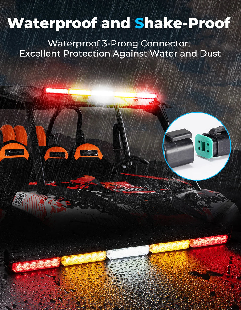 KEMIMOTO 30" UTV LED Chase Light Bar | Polaris Can-Am RZR UTV Chase Light Bar Nixie