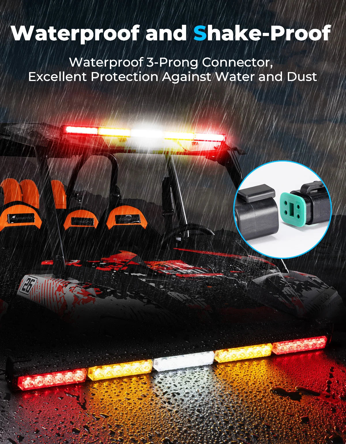 KEMIMOTO 30" UTV LED Chase Light Bar | Polaris Can-Am RZR UTV Chase Light Bar Nixie