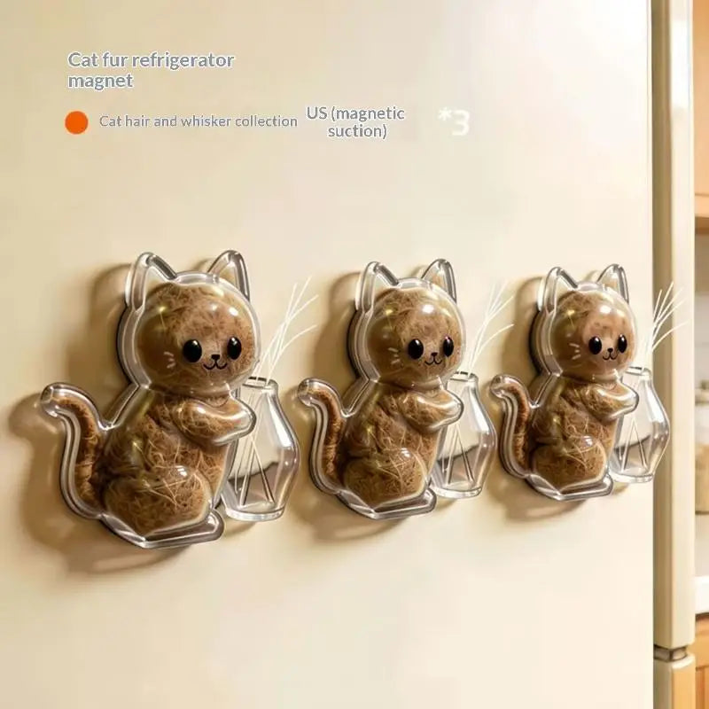 Transparent Cat Fur Storage Box Magnetic Fridge Organizer Pet Keepsake Storage Nixie