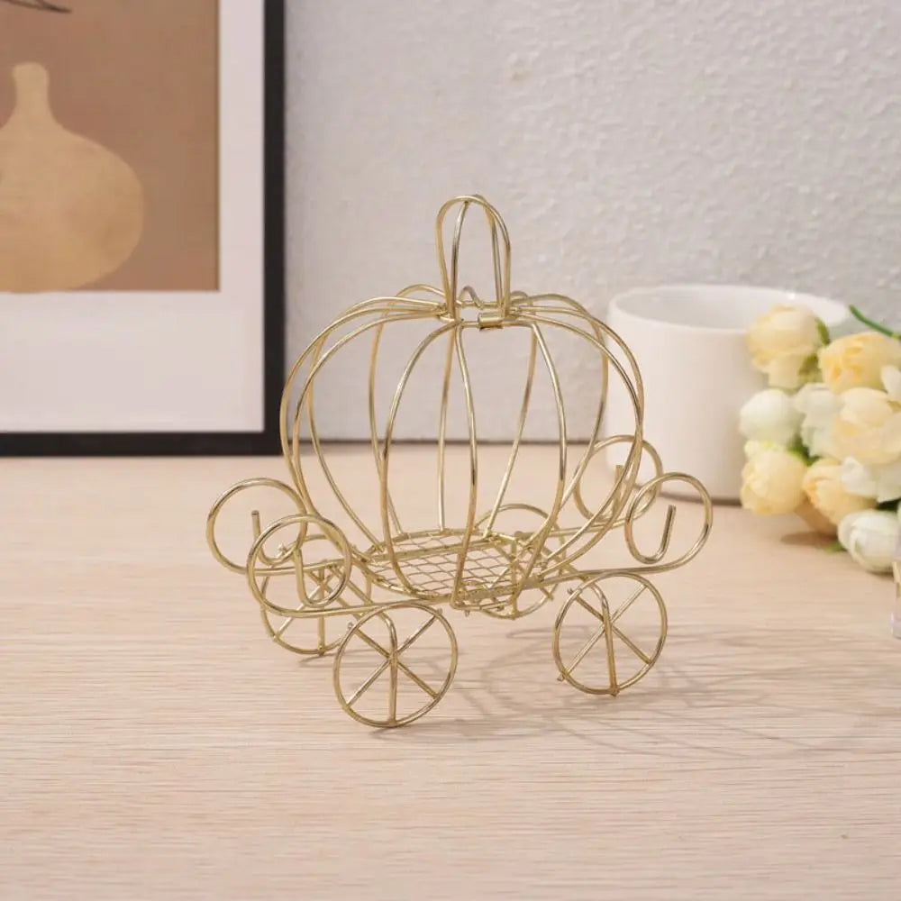 Pumpkin Carriage Candy Box Gold/White Metal Wedding Centerpiece Decorative Candy Holder Nixie