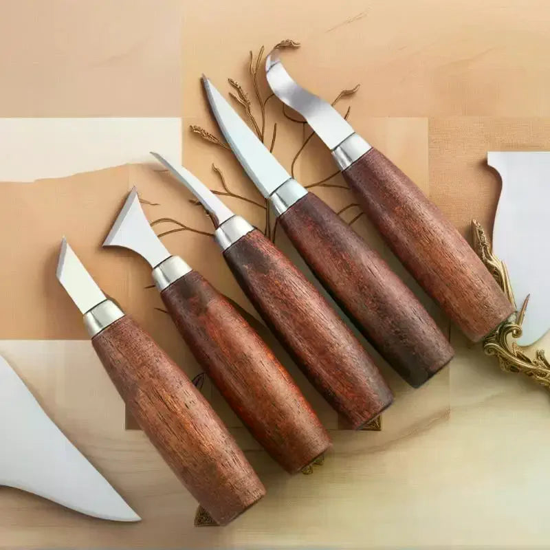 5-Piece Wood Carving Chisel Set – DIY Whittling Knife Kit