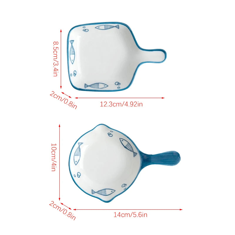 Cute Cartoon Ceramic Handle Plate – Mini Serving Dish Ceramic Serving Plate Nixie